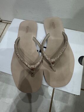 MICHAEL Michael Kors Nude/Rose Gold Crystal Thong Sandals